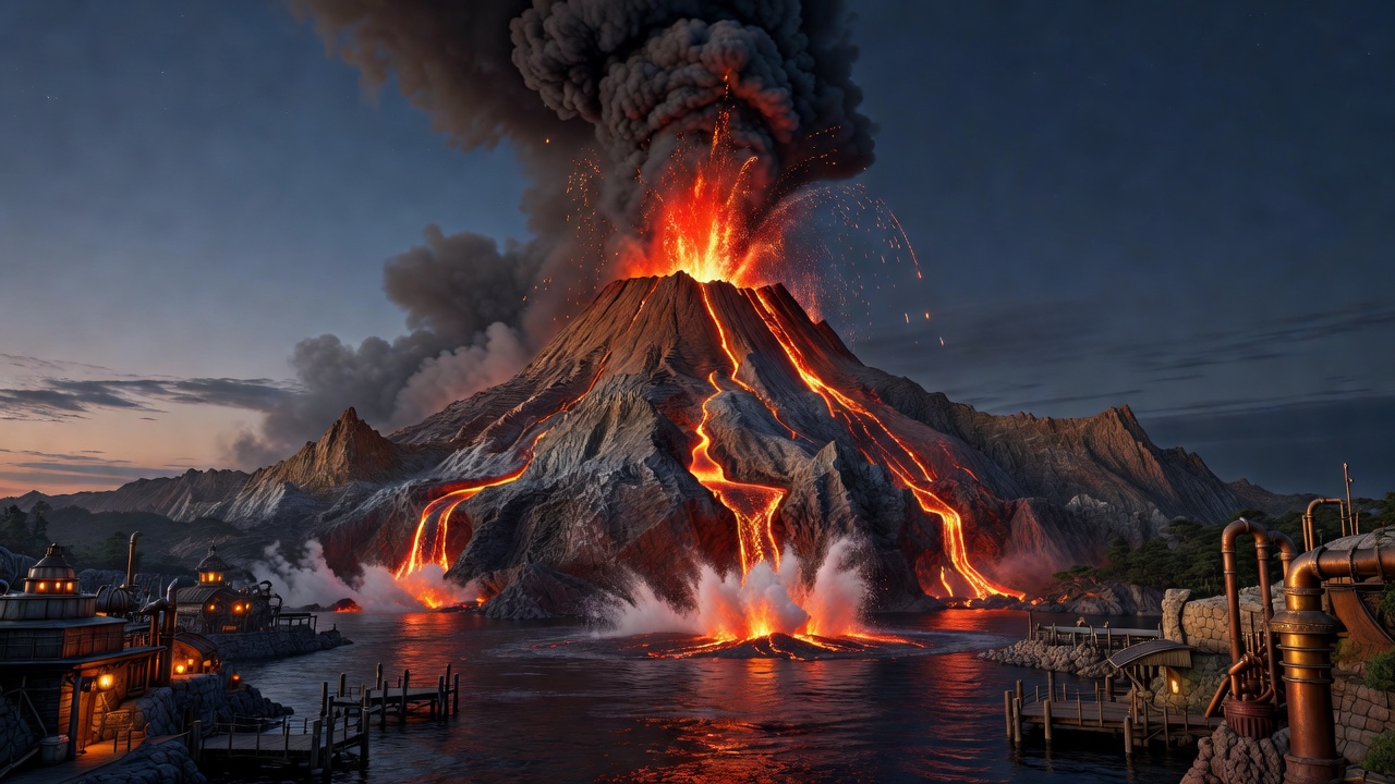Volcano view of Mysterious Island at Tokyo DisneySea