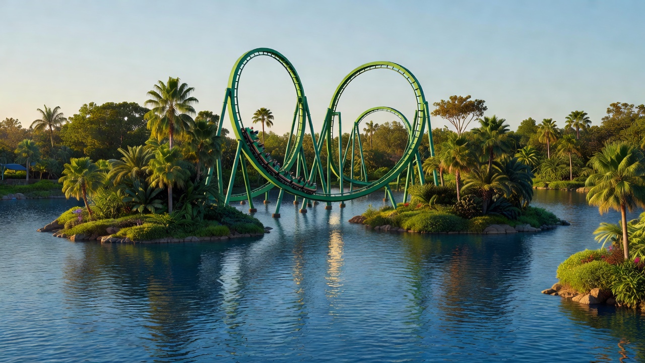 Universal Orlando Islands of Adventure lagoon and coaster