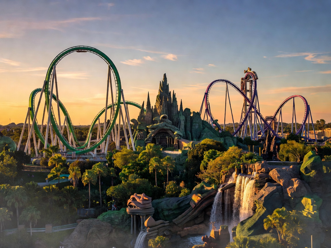 Universal Orlando Islands of Adventure thrill rides skyline